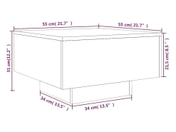 Mesa de centro | Mesa de apoio 55x55x31 cm derivados de madeira^ Mesa De Centro