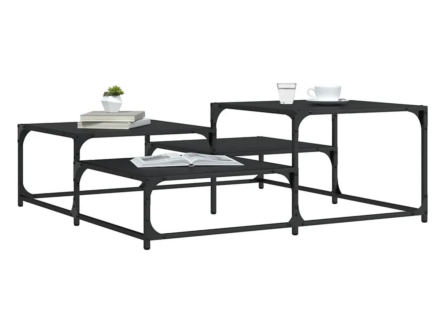 Outlet Mesa de centro | Mesa de apoio 107x107x40 cm derivados de madeira Preto