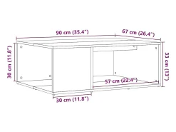 Mesa de centro | Mesa de apoio 90x67x33 cm deriv. madeira carvalho artisiano Castanho