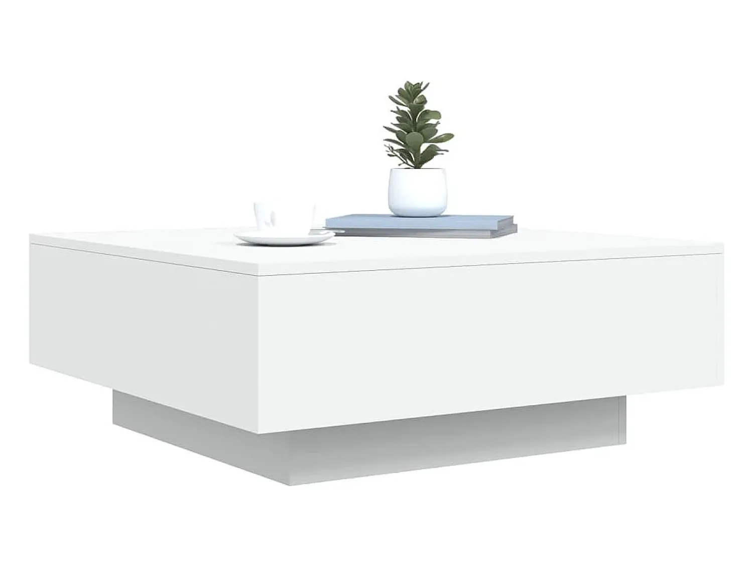 Mesa de centro | Mesa de apoio | Mesa de café com luzes LED 80x80x31cm^ Mesa De Centro