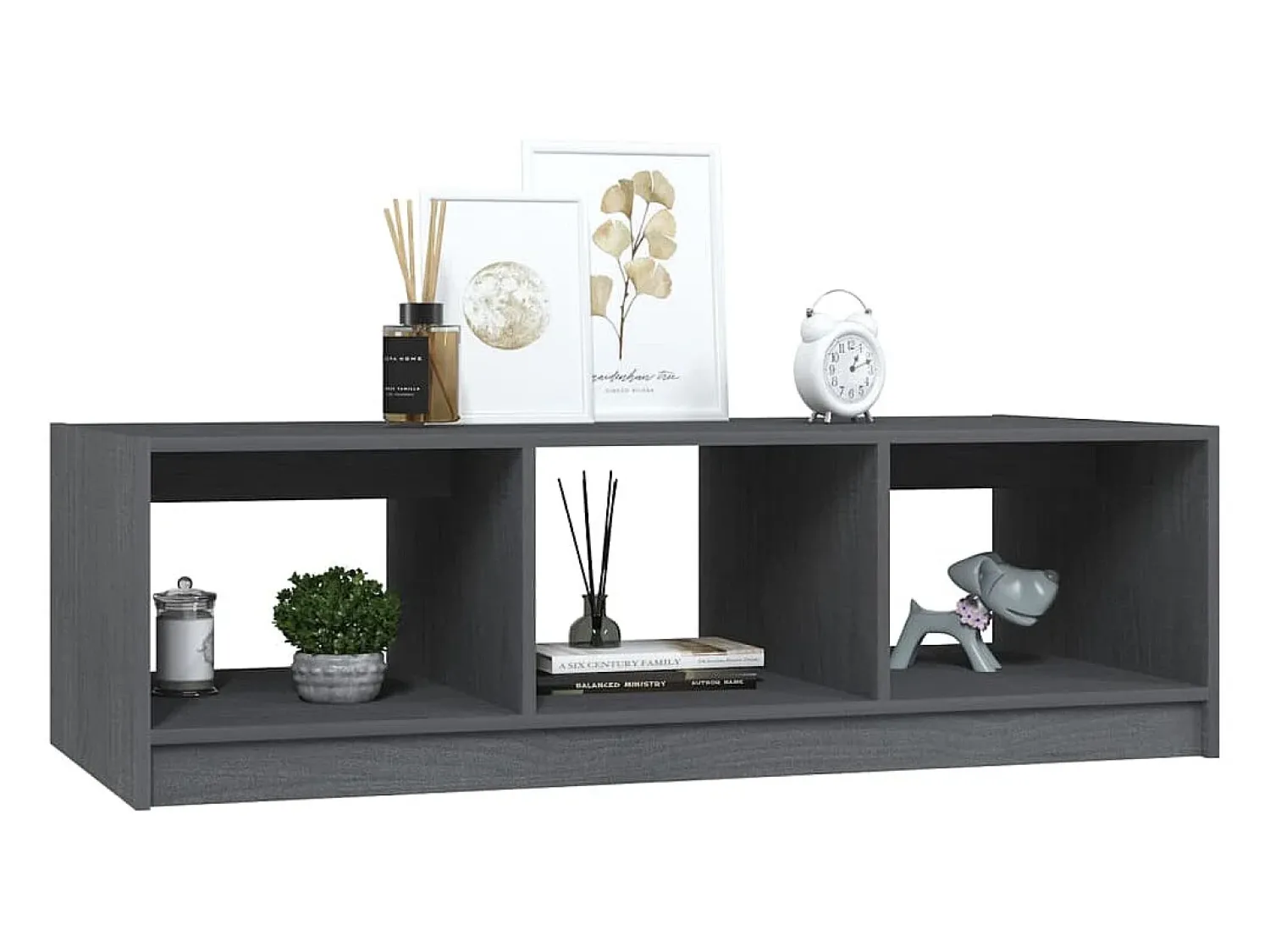 Mesa De Centro| Mesa de centro | Mesa de apoio 110x50x34 cm madeira de pinho maciça Cinzento
