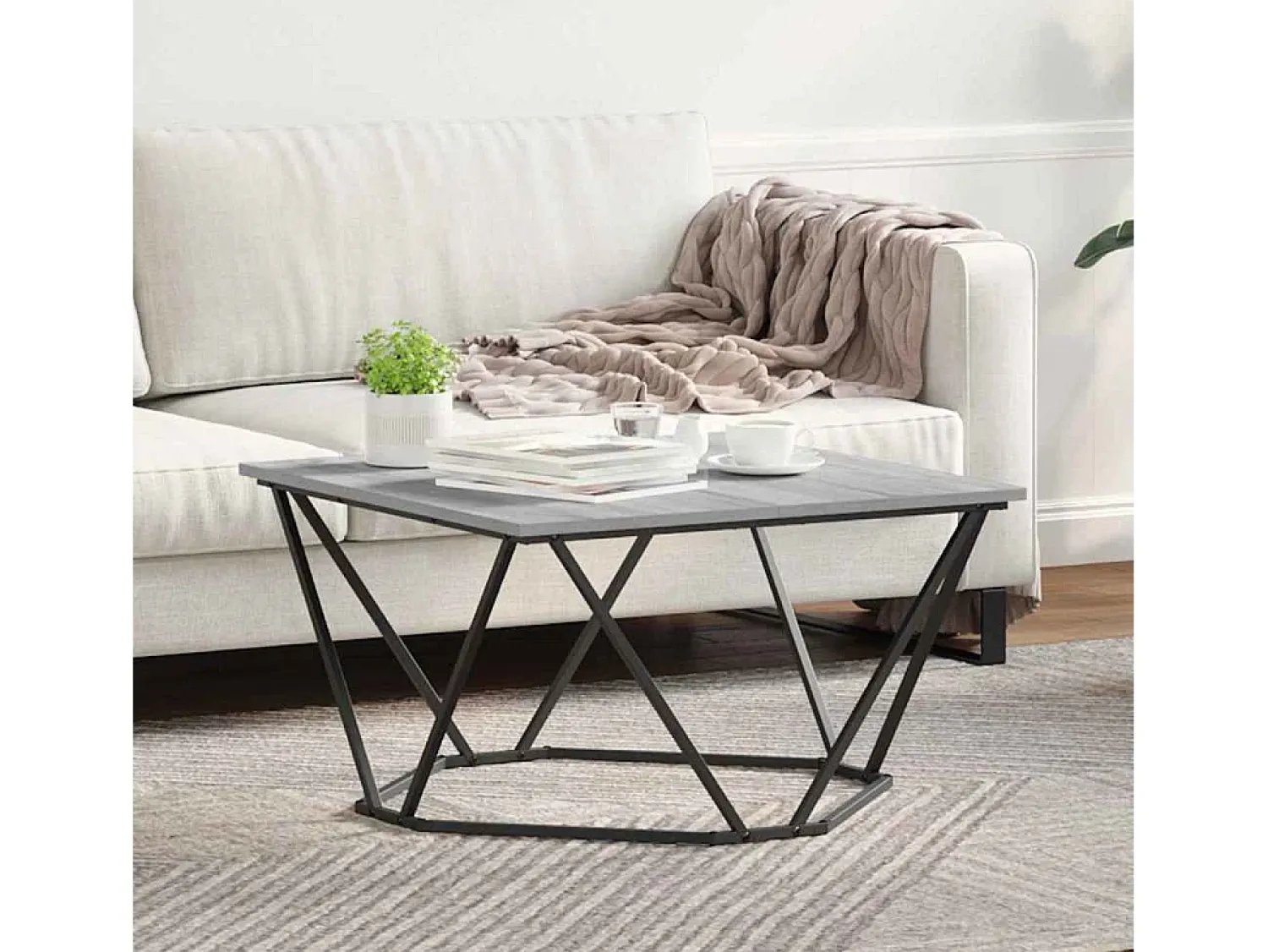 Mesa De Centro| Mesa de centro | Mesa de apoio Sonoma 80x80x45 cm Cinzento