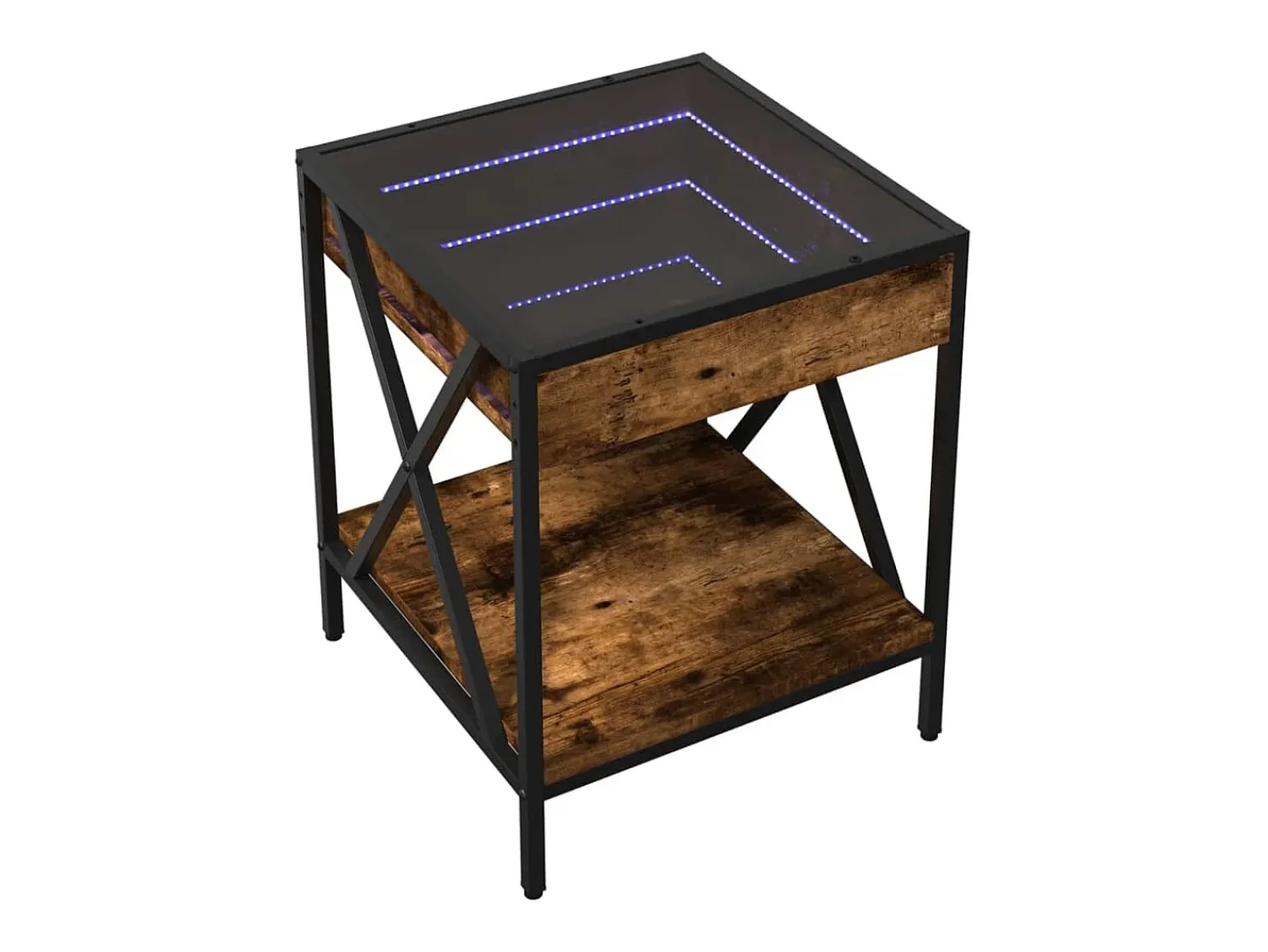 Mesa de centro | Mesa de apoio luzes LED Infinity 40x40x49 cm carvalho fumado^ Mesa De Centro
