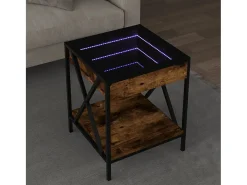 Mesa de centro | Mesa de apoio luzes LED Infinity 40x40x49 cm carvalho fumado^ Mesa De Centro