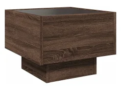 Outlet Mesa de centro | Mesa de apoio c/ LEDs 40x40x30 cm derivados de madeira Castanho