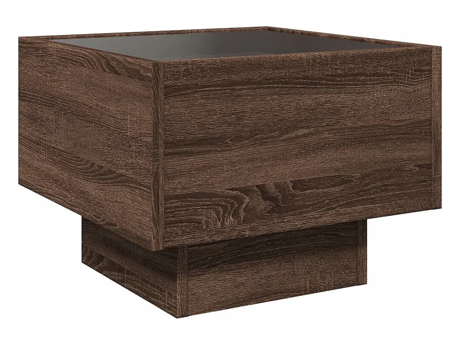 Outlet Mesa de centro | Mesa de apoio c/ LEDs 40x40x30 cm derivados de madeira Castanho