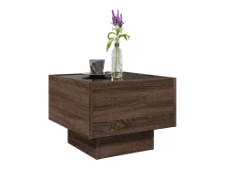 Outlet Mesa de centro | Mesa de apoio c/ LEDs 40x40x30 cm derivados de madeira Castanho