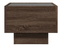 Outlet Mesa de centro | Mesa de apoio c/ LEDs 40x40x30 cm derivados de madeira Castanho
