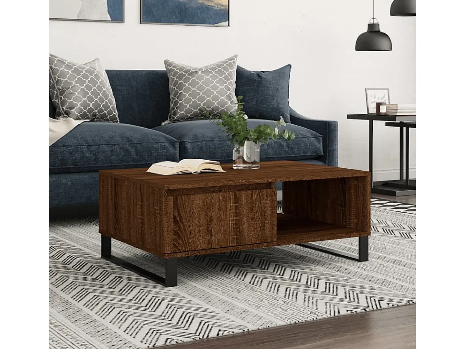 Hot Mesa de centro | Mesa de apoio 90x60x35 cm derivados madeira carvalho Castanho
