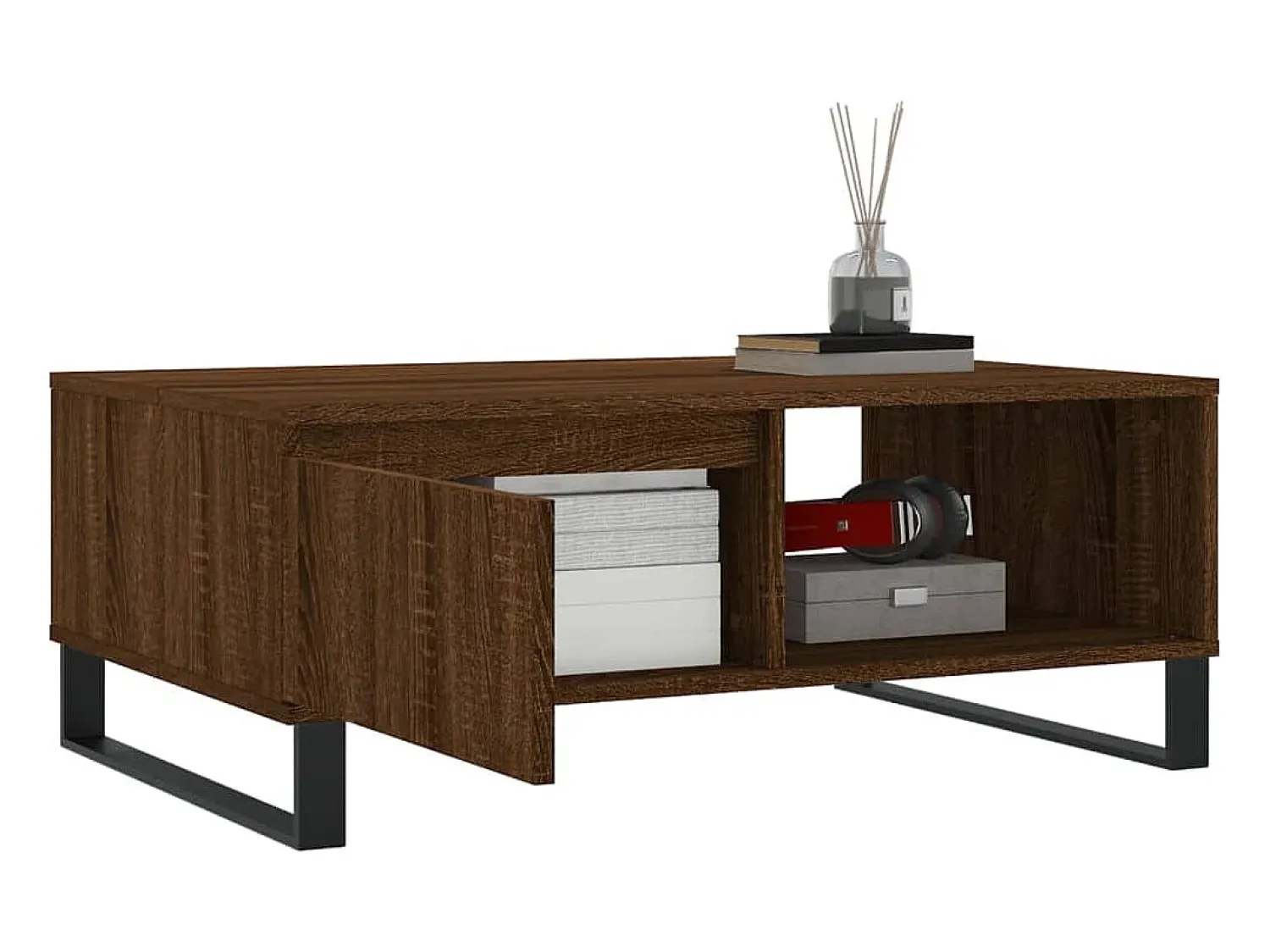 Hot Mesa de centro | Mesa de apoio 90x60x35 cm derivados madeira carvalho Castanho