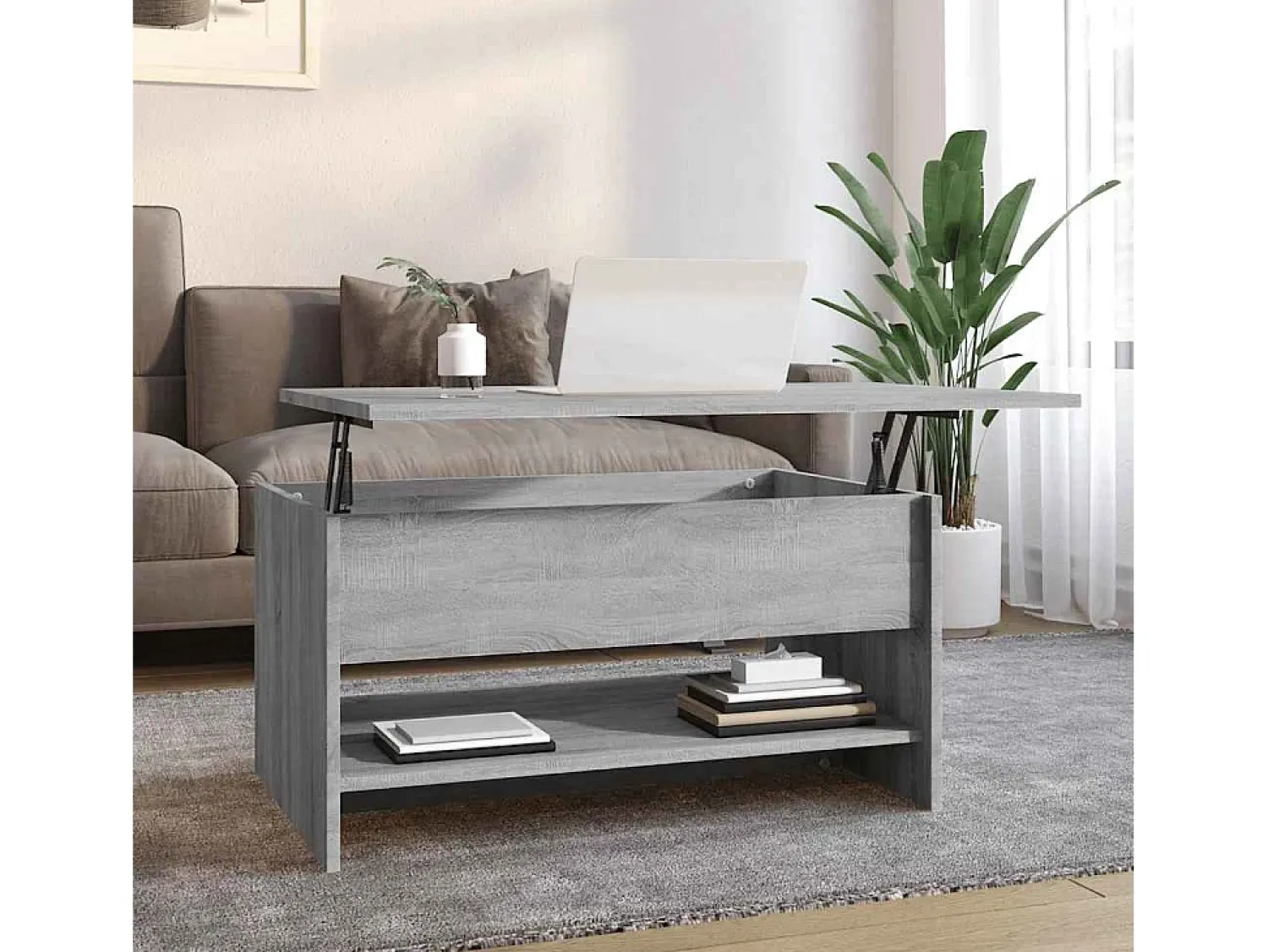 Mesa de centro | Mesa de apoio 80x50x40 cm derivados de madeira sonoma^ Mesa De Centro