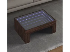 Mesa De Centro| Mesa de centro | Mesa de apoio luzes LED Infinity 70x50x30 cm carvalho Castanho