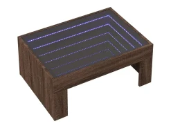 Mesa De Centro| Mesa de centro | Mesa de apoio luzes LED Infinity 70x50x30 cm carvalho Castanho