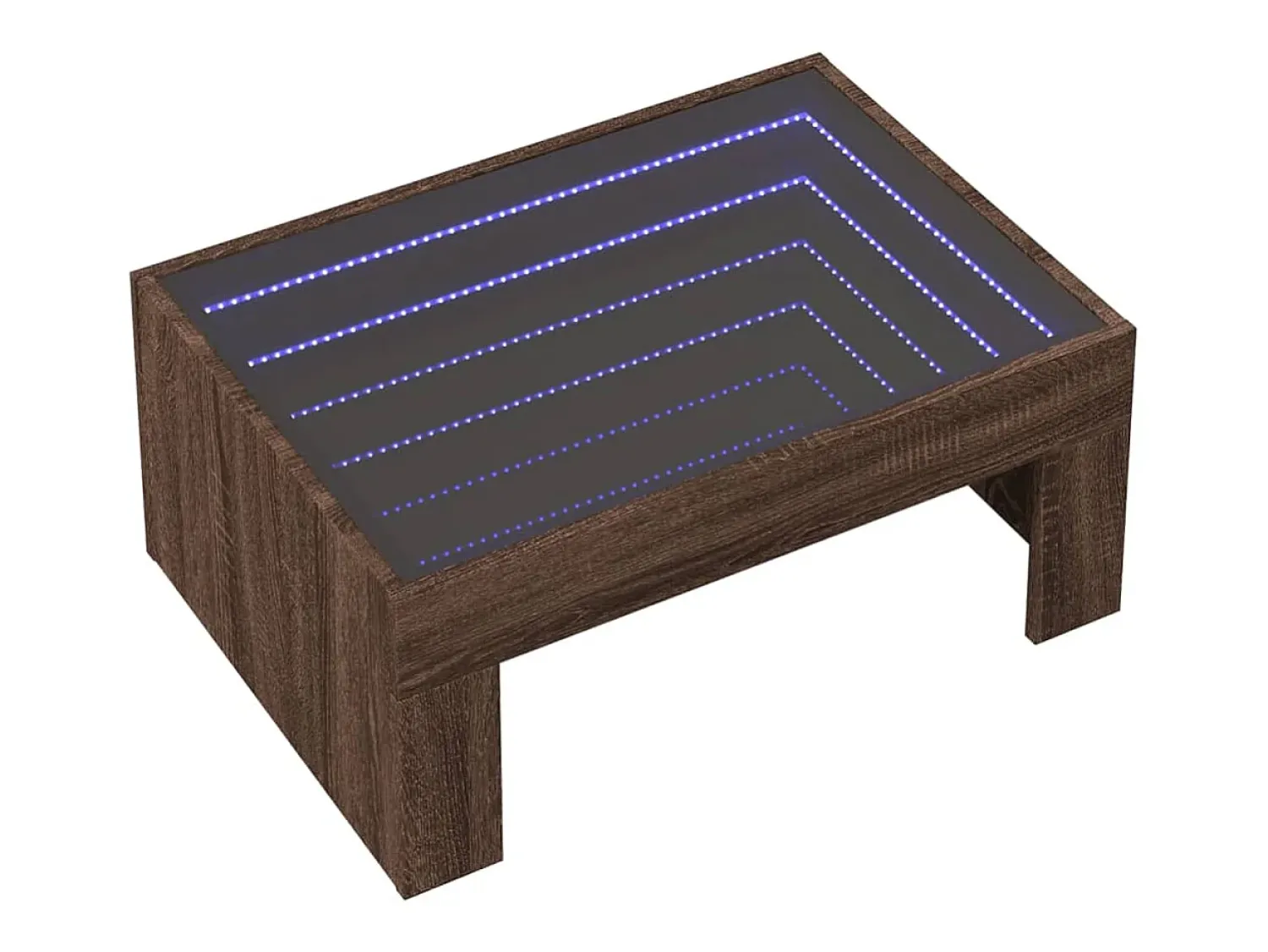 Mesa De Centro| Mesa de centro | Mesa de apoio luzes LED Infinity 70x50x30 cm carvalho Castanho