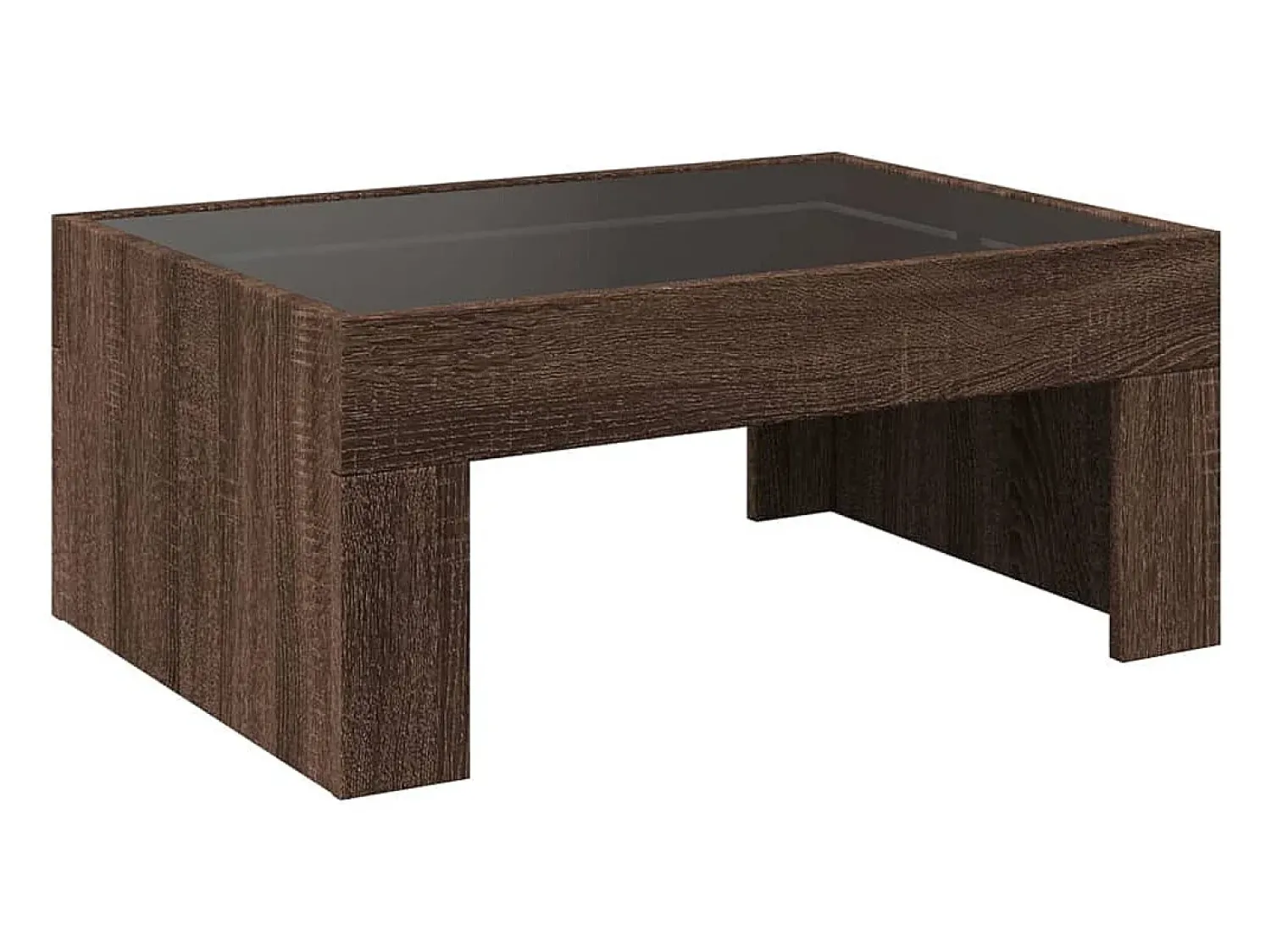 Mesa De Centro| Mesa de centro | Mesa de apoio luzes LED Infinity 70x50x30 cm carvalho Castanho