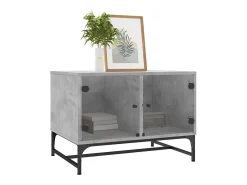 Mesa De Centro| Mesa de centro | Mesa de apoio | Mesa de café c/ portas de vidro 68.5x50x50 cm cinza cimento Cinzento