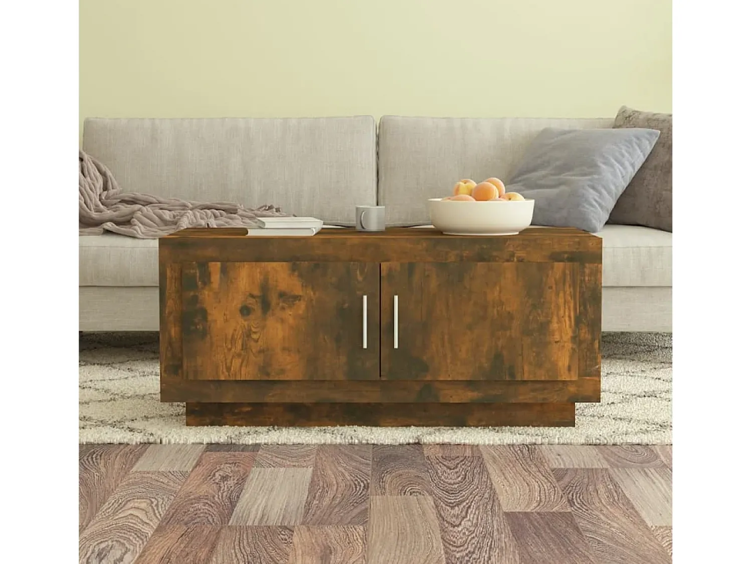 Mesa de centro | Mesa de apoio 102x50x45 cm derivados madeira carvalho fumado^ Mesa De Centro
