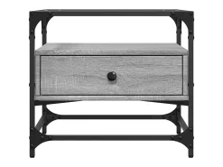 Best Mesa de centro | Mesa de apoio c/ topo de vidro 50x50x45 cm cinza sonoma aço Cinzento
