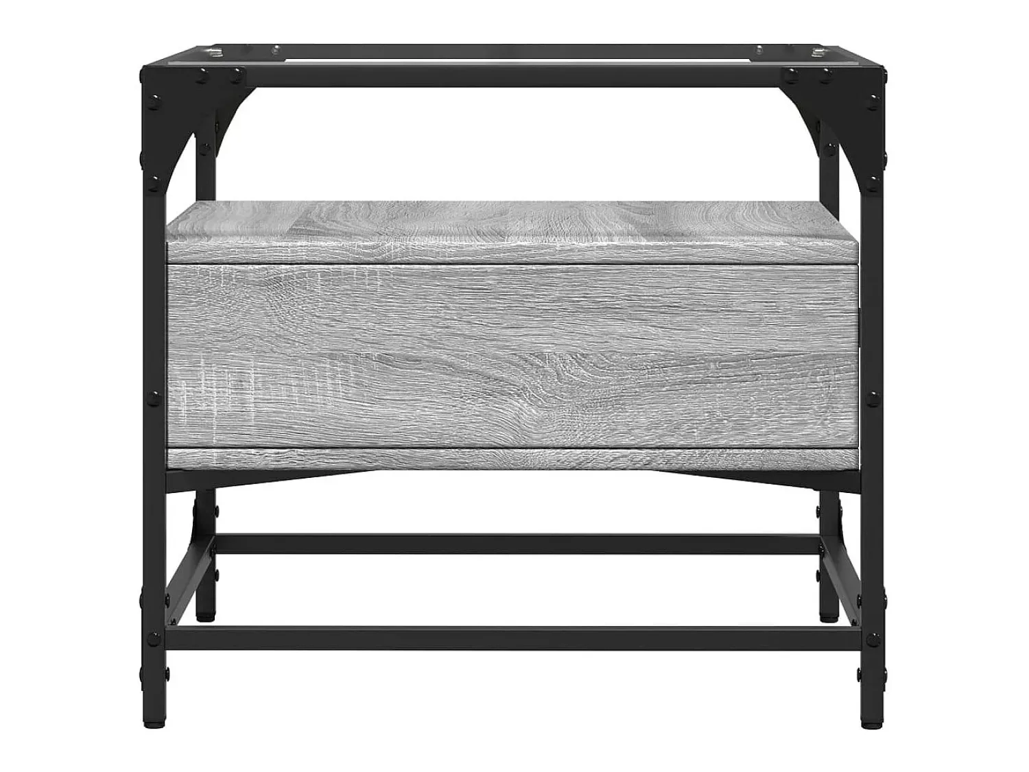 Best Mesa de centro | Mesa de apoio c/ topo de vidro 50x50x45 cm cinza sonoma aço Cinzento