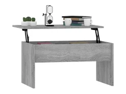 Mesa de centro | Mesa de apoio 80x50.5x41.5cm madeira processada sonoma cinza^ Mesa De Centro