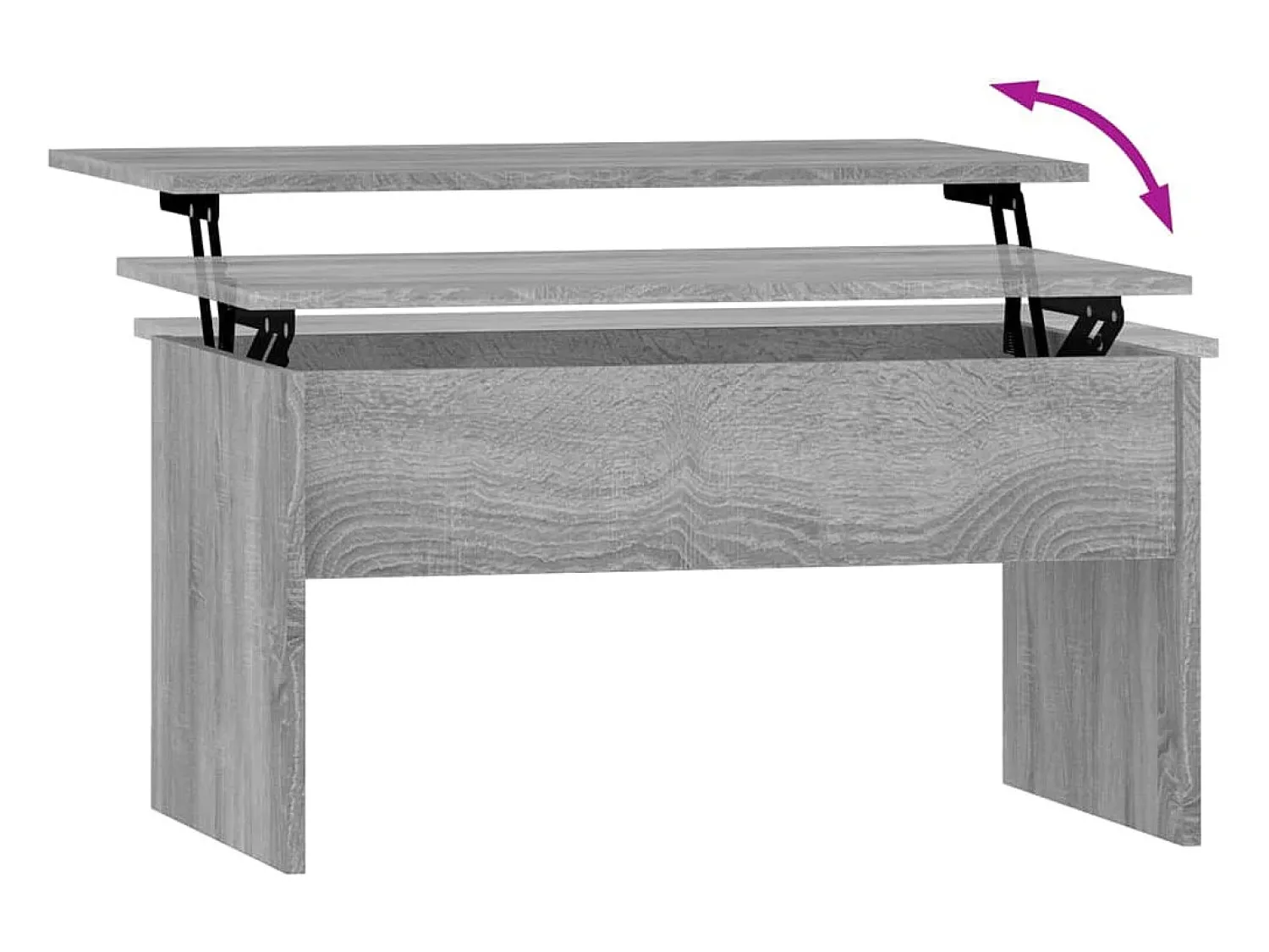 Mesa de centro | Mesa de apoio 80x50.5x41.5cm madeira processada sonoma cinza^ Mesa De Centro