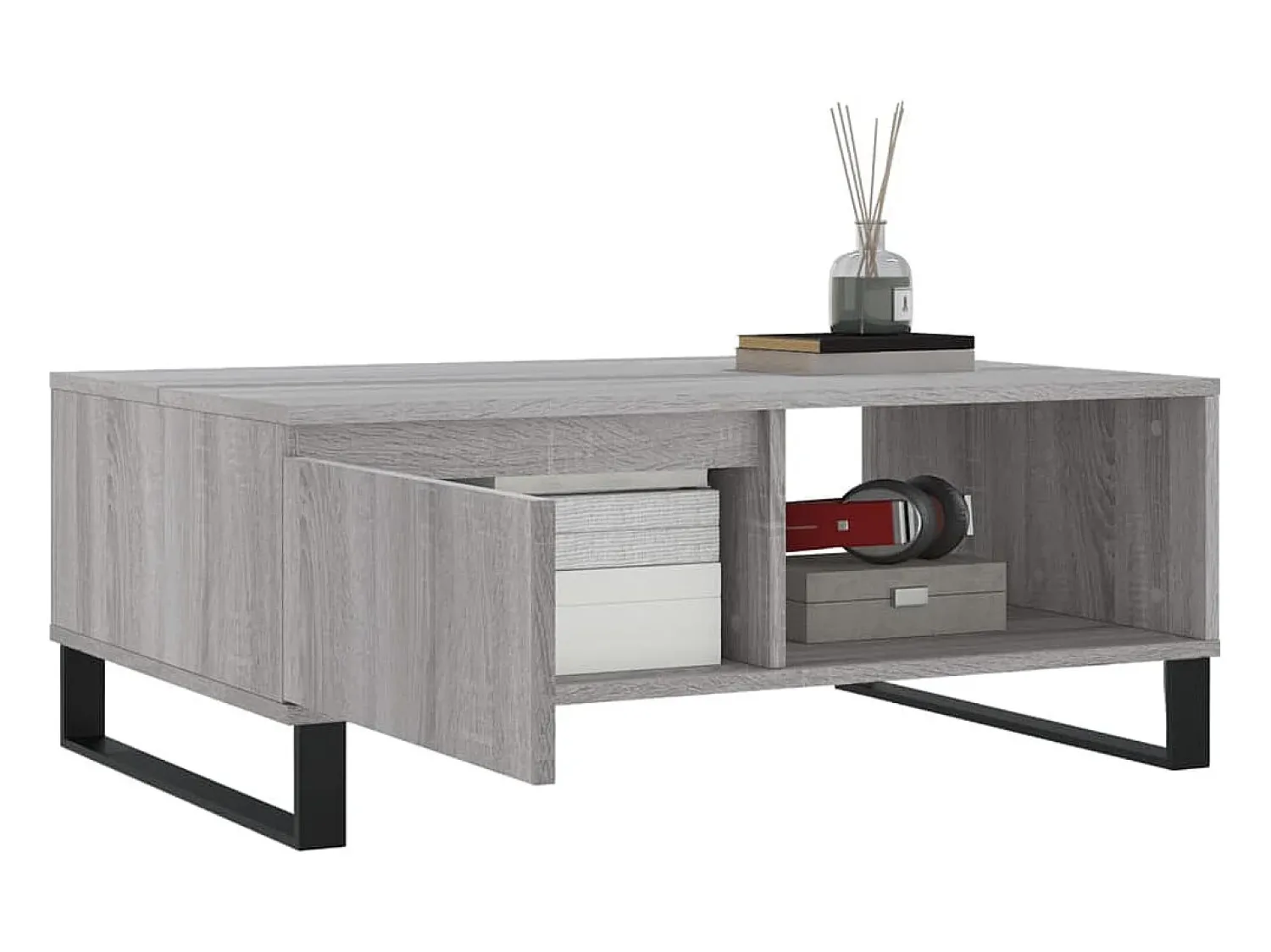 Mesa De Centro* Mesa de centro | Mesa de apoio 90x60x35 cm derivados de madeira sonoma Cinzento