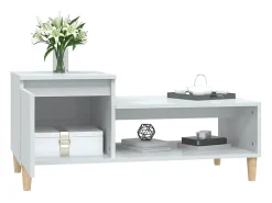 Discount Mesa de centro | Mesa de apoio 100x50x45 cm derivados madeira brilhante Branco
