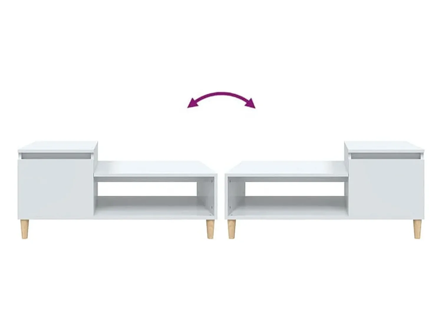 Discount Mesa de centro | Mesa de apoio 100x50x45 cm derivados madeira brilhante Branco