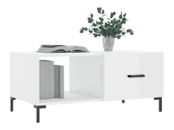 Mesa De Centro* Mesa de centro | Mesa de apoio 90x50x40 cm madeira processada brilhante Branco