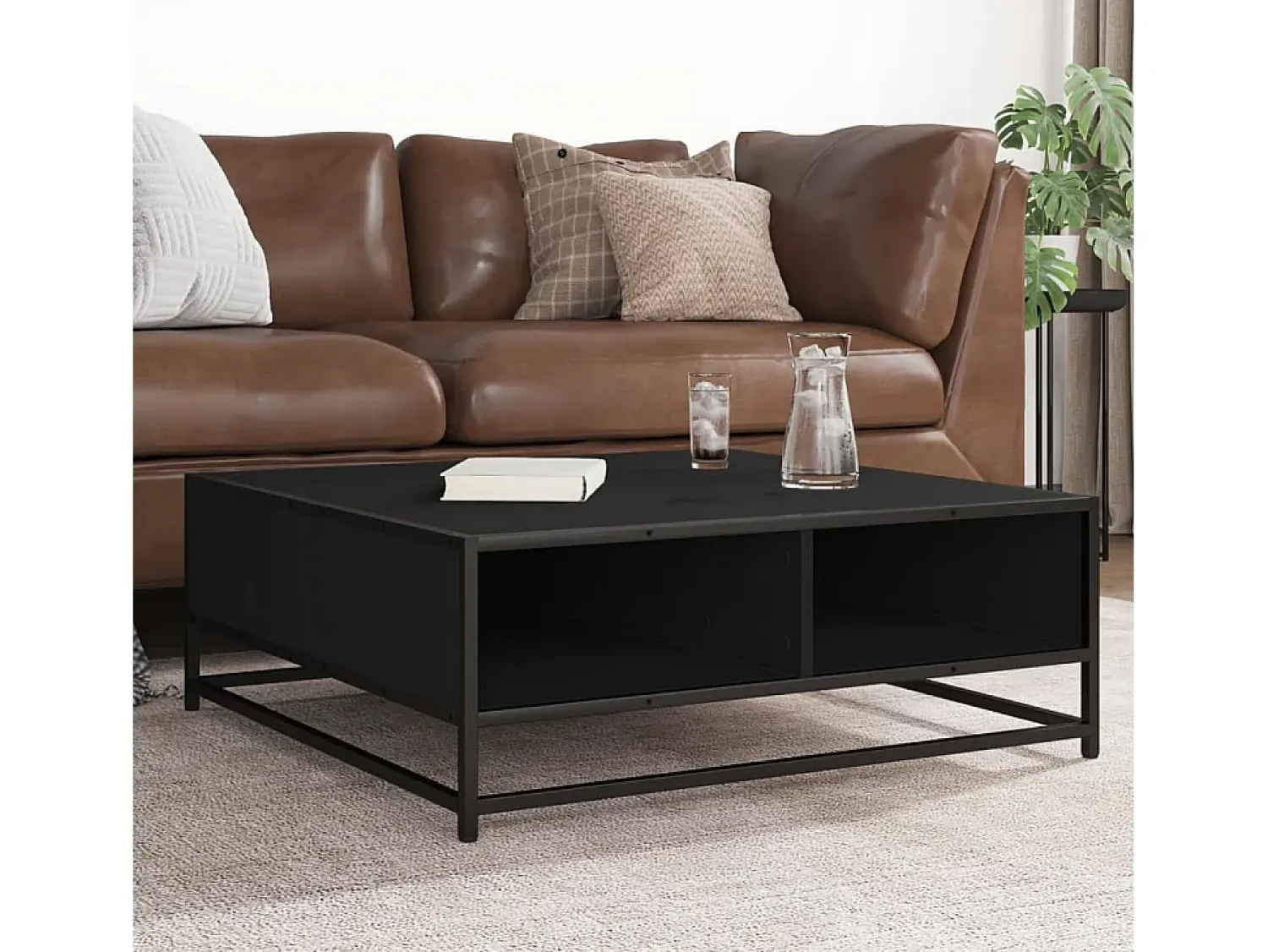 Clearance Mesa de centro | Mesa de apoio 80x80x30 cm derivados de madeira/metal Preto