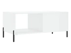 Mesa De Centro| Mesa de centro | Mesa de apoio 90x50x40 cm madeira processada brilhante Branco
