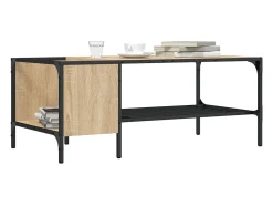 Mesa de centro | Mesa de apoio | Mesa de café c/ prateleira derivados de madeira carvalho sonoma^ Mesa De Centro