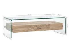 Mesa de centro | Mesa de apoio 98x45x31 cm vidro temperado^ Mesa De Centro