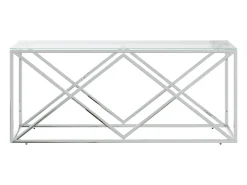 Hot Mesa de centro | Mesa de apoio | Mesa de café 110x45x45 cm aço inoxidável e vidro Prateado