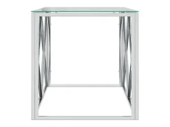 Hot Mesa de centro | Mesa de apoio | Mesa de café 110x45x45 cm aço inoxidável e vidro Prateado