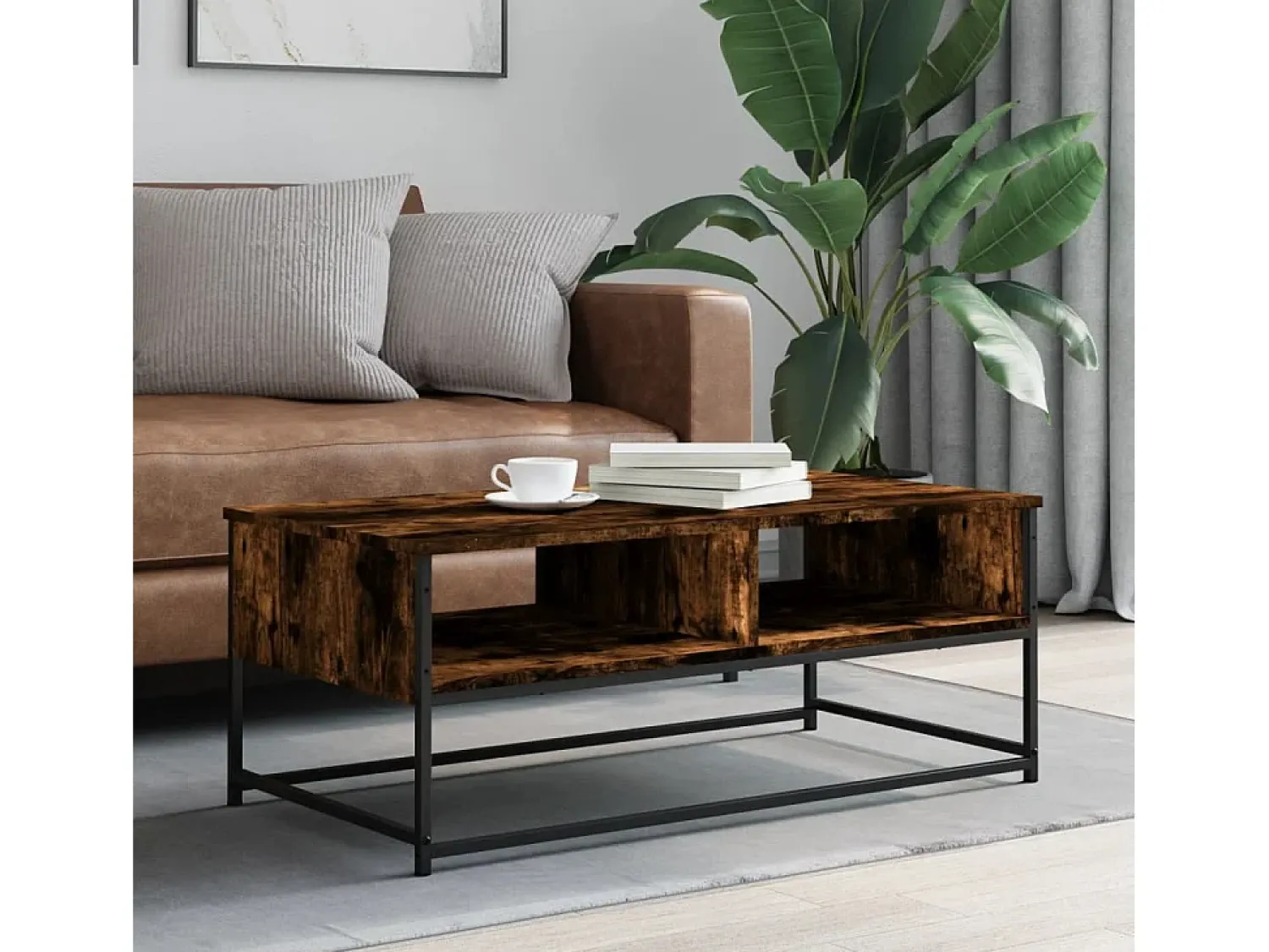 Hot Mesa de centro | Mesa de apoio 100x51x40 cm derivados madeira carvalho fumado Castanho