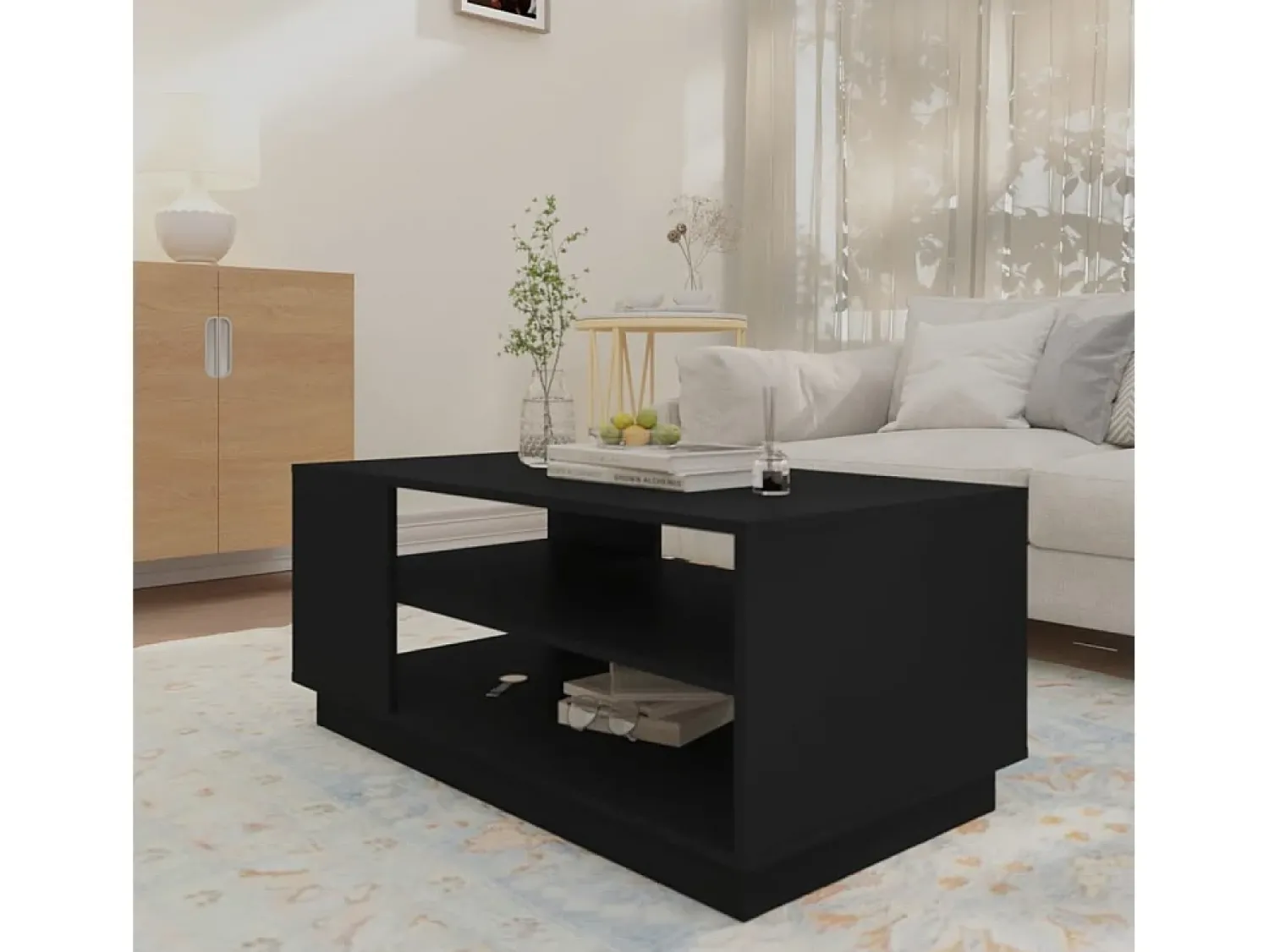 Mesa De Centro* Mesa de centro | Mesa de apoio 102x55x43 cm aglomerado Preto