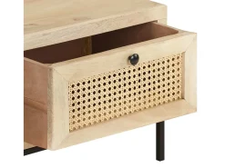 Mesa de centro | Mesa de apoio | Mesa de café 90x50x37 cm mangueira maciça e palhinha natural^ Mesa De Centro