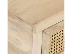 Mesa de centro | Mesa de apoio | Mesa de café 90x50x37 cm mangueira maciça e palhinha natural^ Mesa De Centro