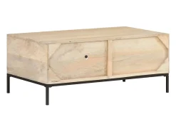 Mesa de centro | Mesa de apoio | Mesa de café 90x50x37 cm mangueira maciça e palhinha natural^ Mesa De Centro