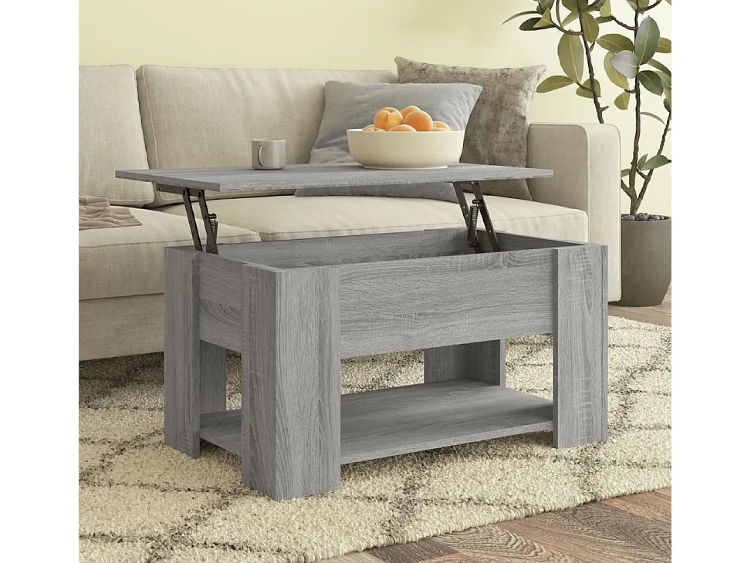 New Mesa de centro | Mesa de apoio 79x49x41 cm derivados de madeira sonoma Cinzento
