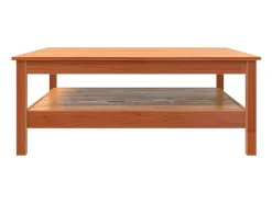 Mesa De Centro* Mesa de centro | Mesa de apoio 100x100x40 cm madeira pinho maciça cera Castanho