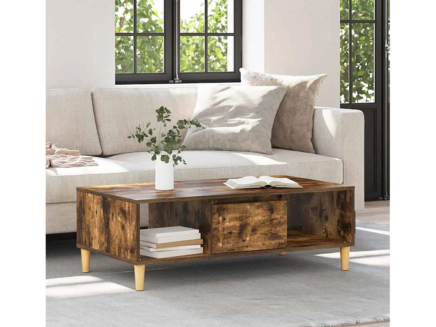 Mesa de centro | Mesa de apoio Carvalho fumado 103.5x60x35 cm^ Mesa De Centro