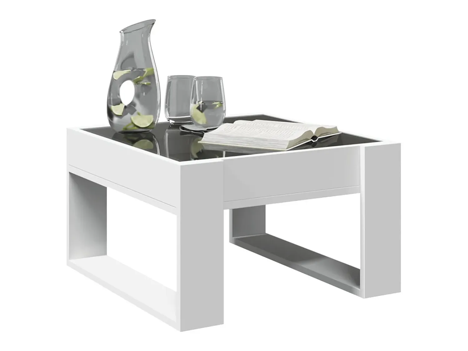 Clearance Mesa de centro | Mesa de apoio luzes LED Infinity 50x53x30 cm Branco