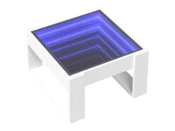 Clearance Mesa de centro | Mesa de apoio luzes LED Infinity 50x53x30 cm Branco