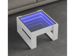 Clearance Mesa de centro | Mesa de apoio luzes LED Infinity 50x53x30 cm Branco