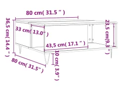 Mesa de centro | Mesa de apoio 80x80x36.5 cm derivados madeira carvalho sonoma^ Mesa De Centro