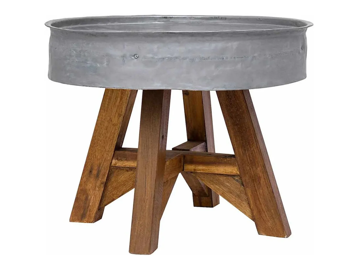 Discount Mesa de centro | Mesa de apoio 60x45 cm mistura de madeira recicladas prateado Castanho