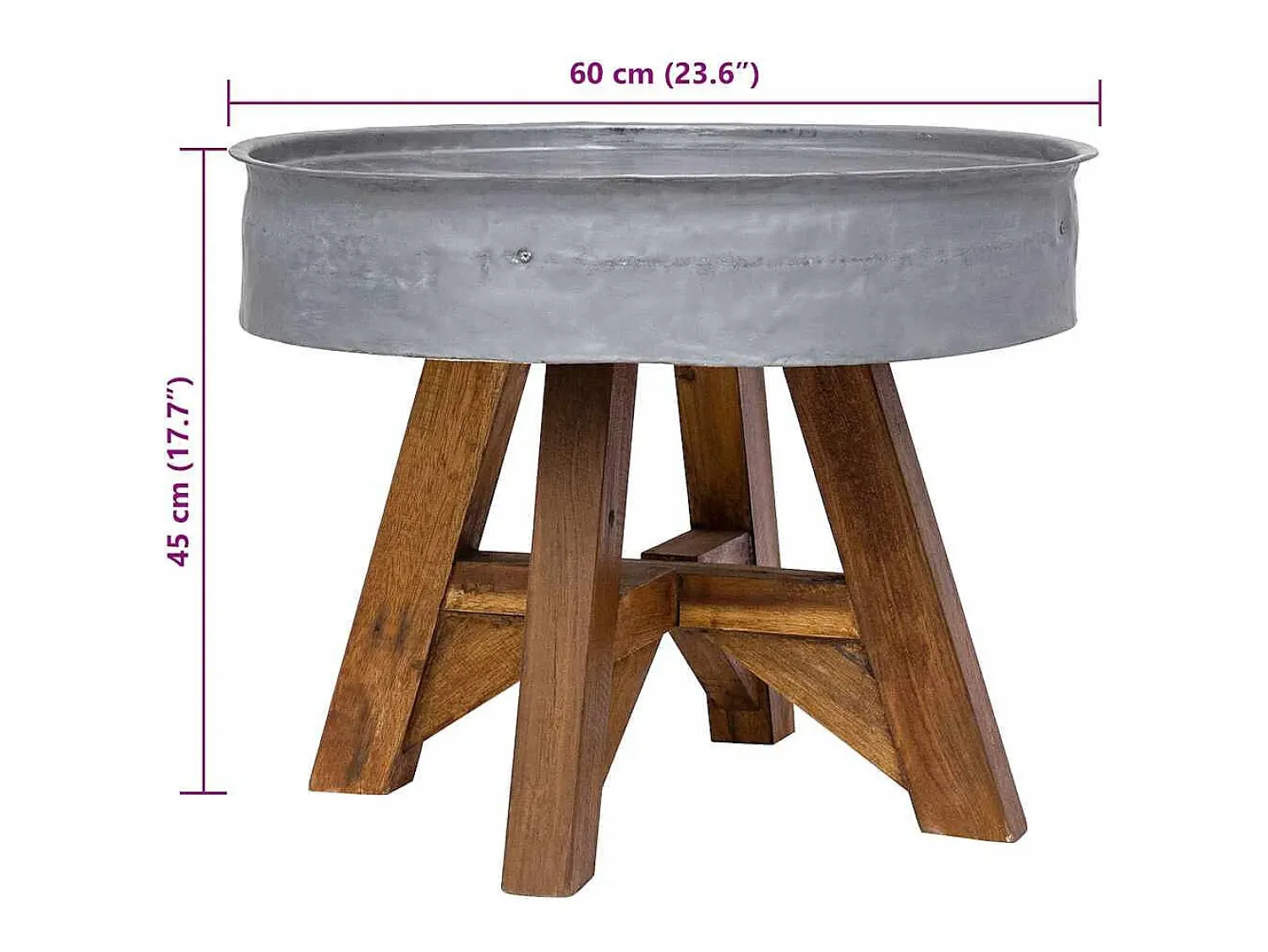 Discount Mesa de centro | Mesa de apoio 60x45 cm mistura de madeira recicladas prateado Castanho