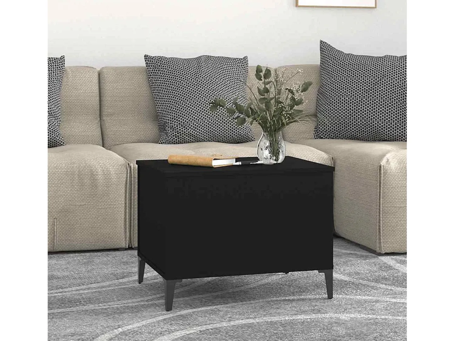 Mesa De Centro| Mesa de centro | Mesa de apoio 60x44.5x45 cm derivados de madeira Preto